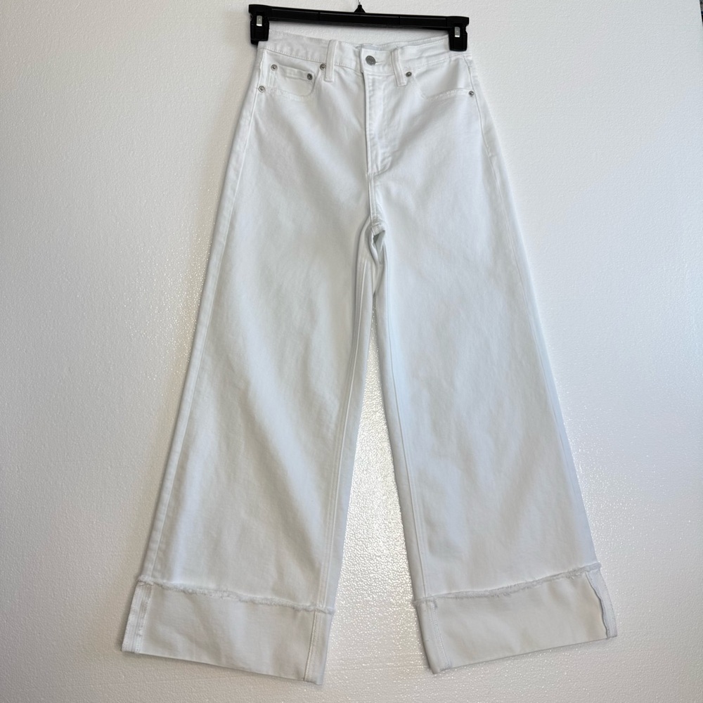 Pistola Lana Cuffed Crop High Rise Wide Leg Jeans White Women 26 - Picture 2 of 10